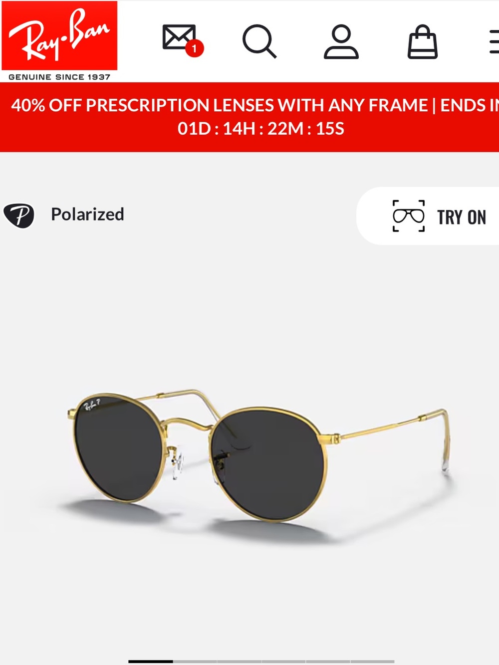Ray-Ban Round Metal Sunglasses in Gold with Green Lenses